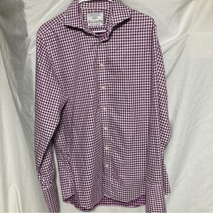 Men's Charles Tyrwhitt Long Sleeve Dress Shirt Purple Check Size 16 - 35
